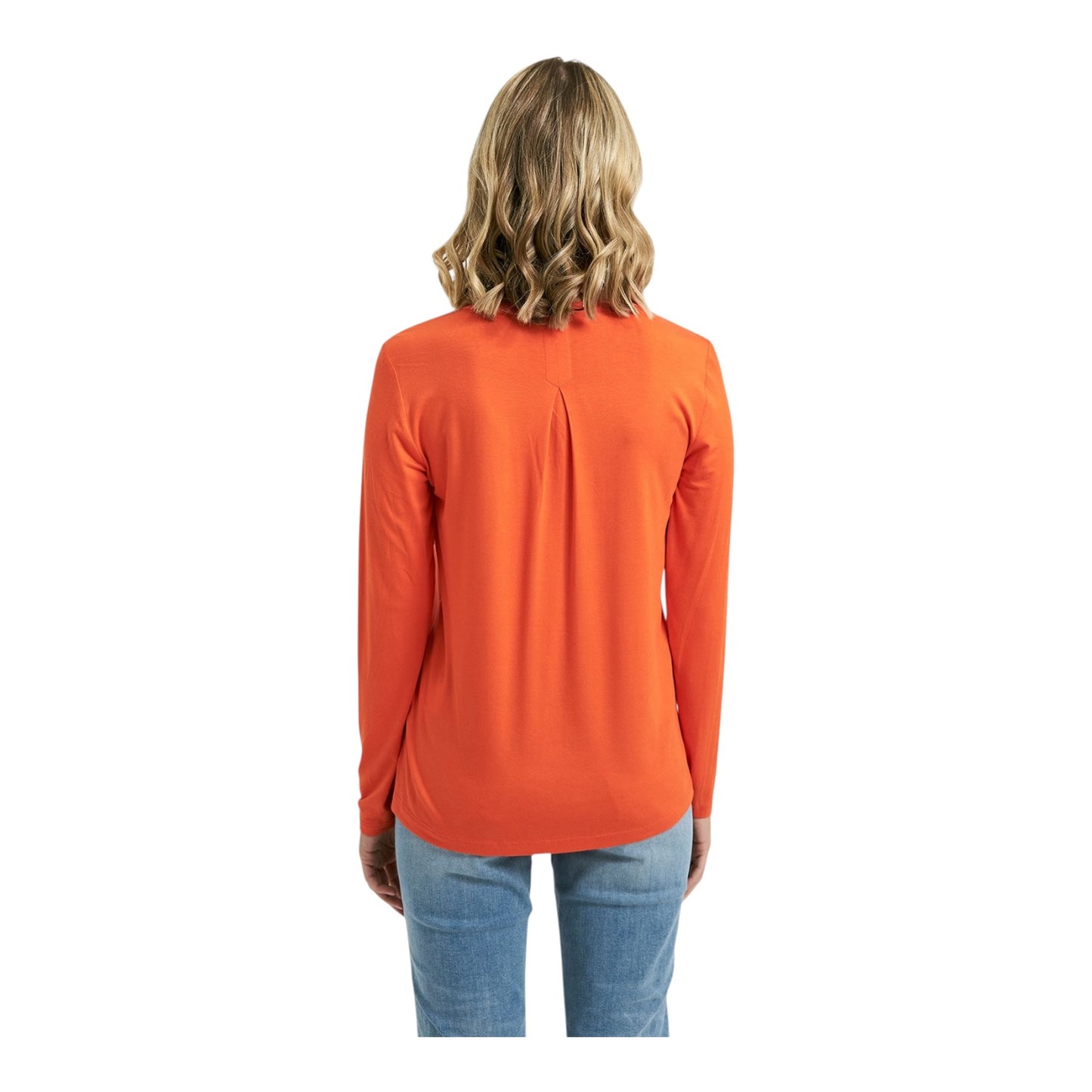 Milano Orange Notch Neck Top - 10 - NEW