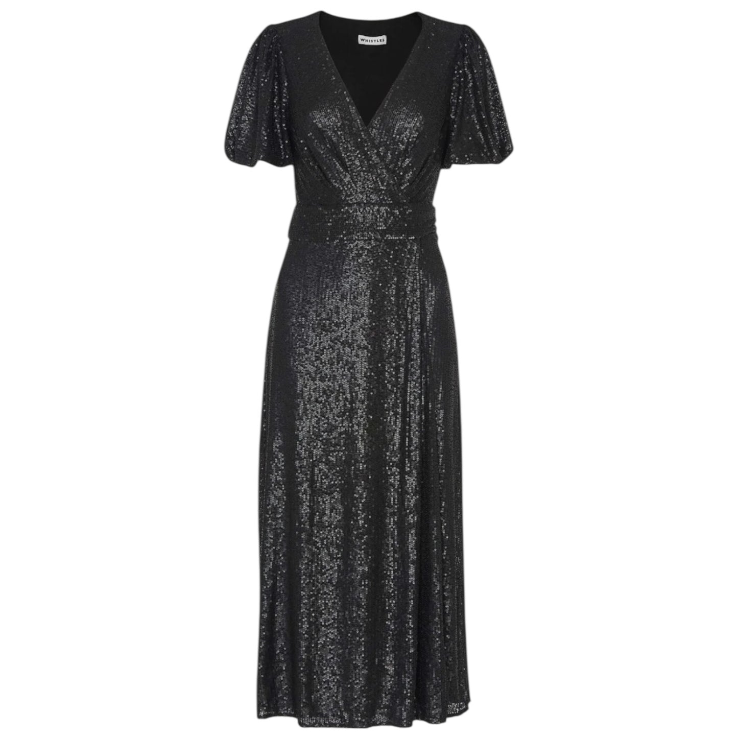 Whistles Black Sequin Wrap Dress - 10 - NEW
