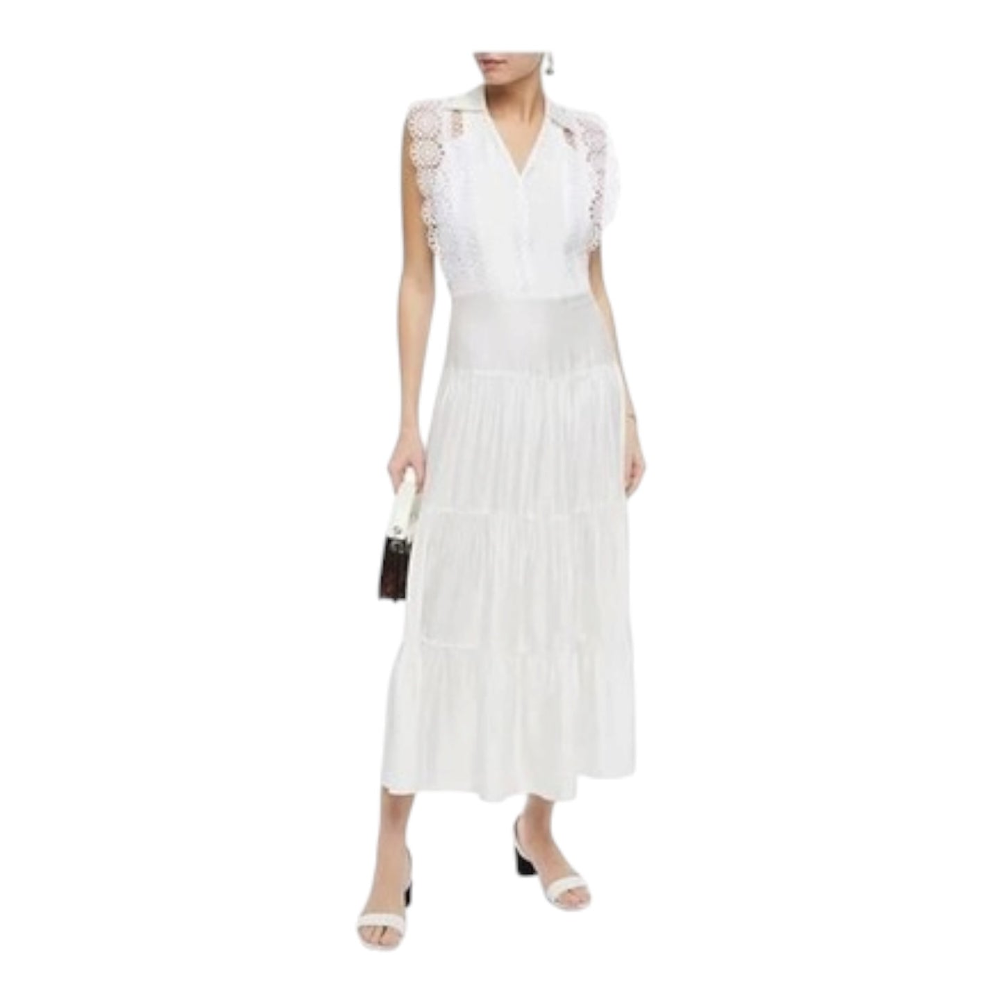 Sandro White Tiered Maxi Dress - 14 - NEW