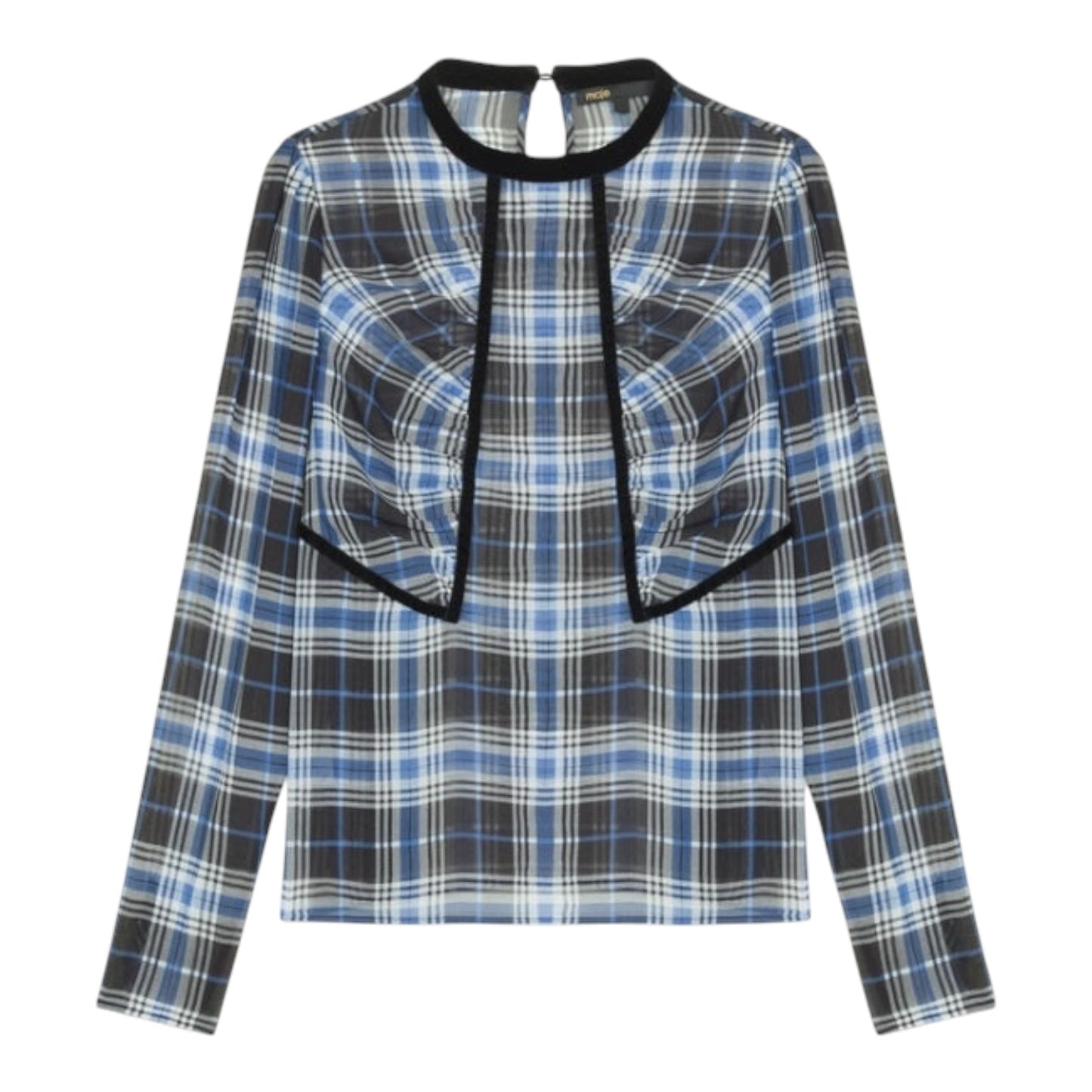 Maje Blue and Black Gingham Top - 10