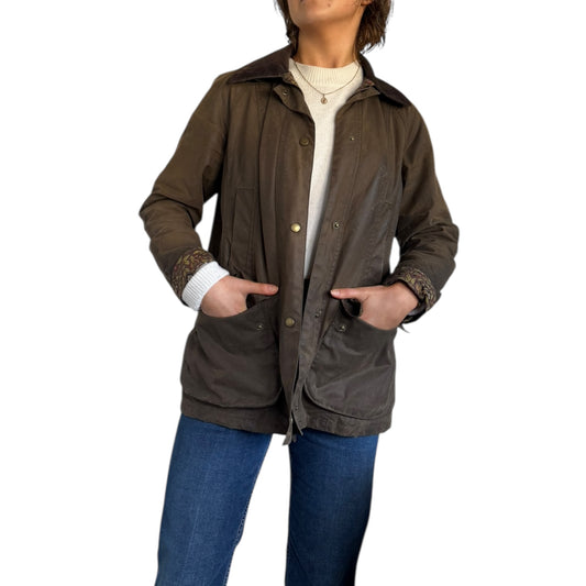 Barbour Beadnell Wax Jacket with Liberty Floral Detail - 10