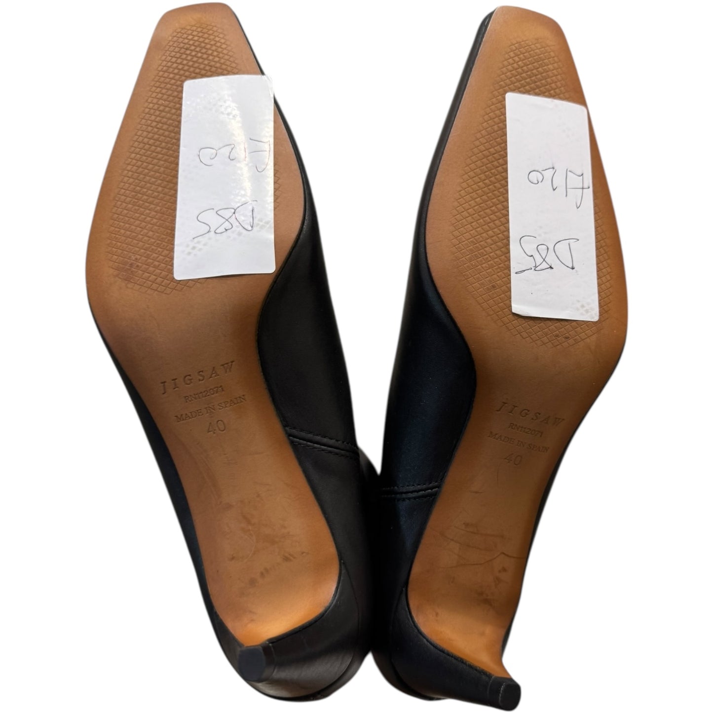 Jigsaw Black Leather Knee High Kitten Heels - 40 / 7