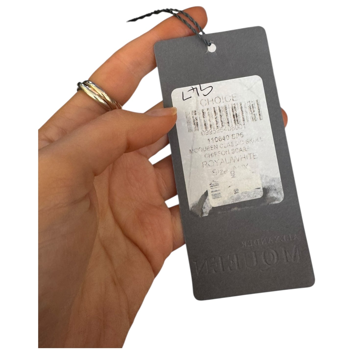 Alexander McQueen Blue and White Silk Scarf - NEW