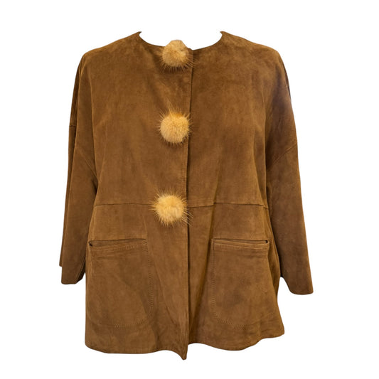Massimo Dutti Tan Suede Jacket - 12/14