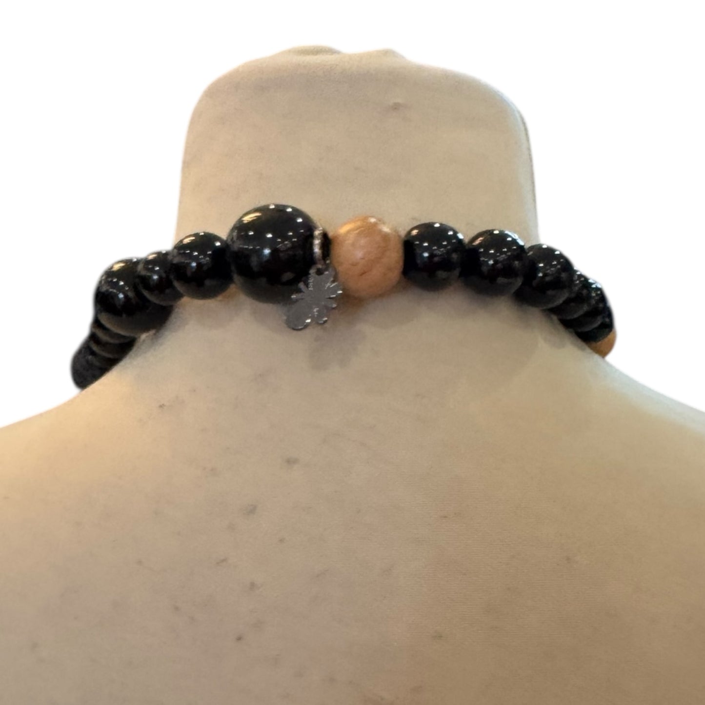 Weekend Max Mara Black Cream and Wood Necklace