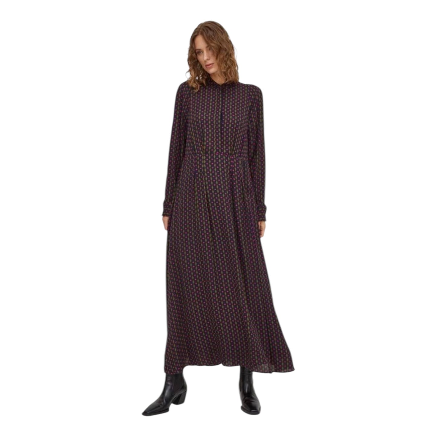 Marc O'Polo Navy Green and Pink Geometric Dress - 8