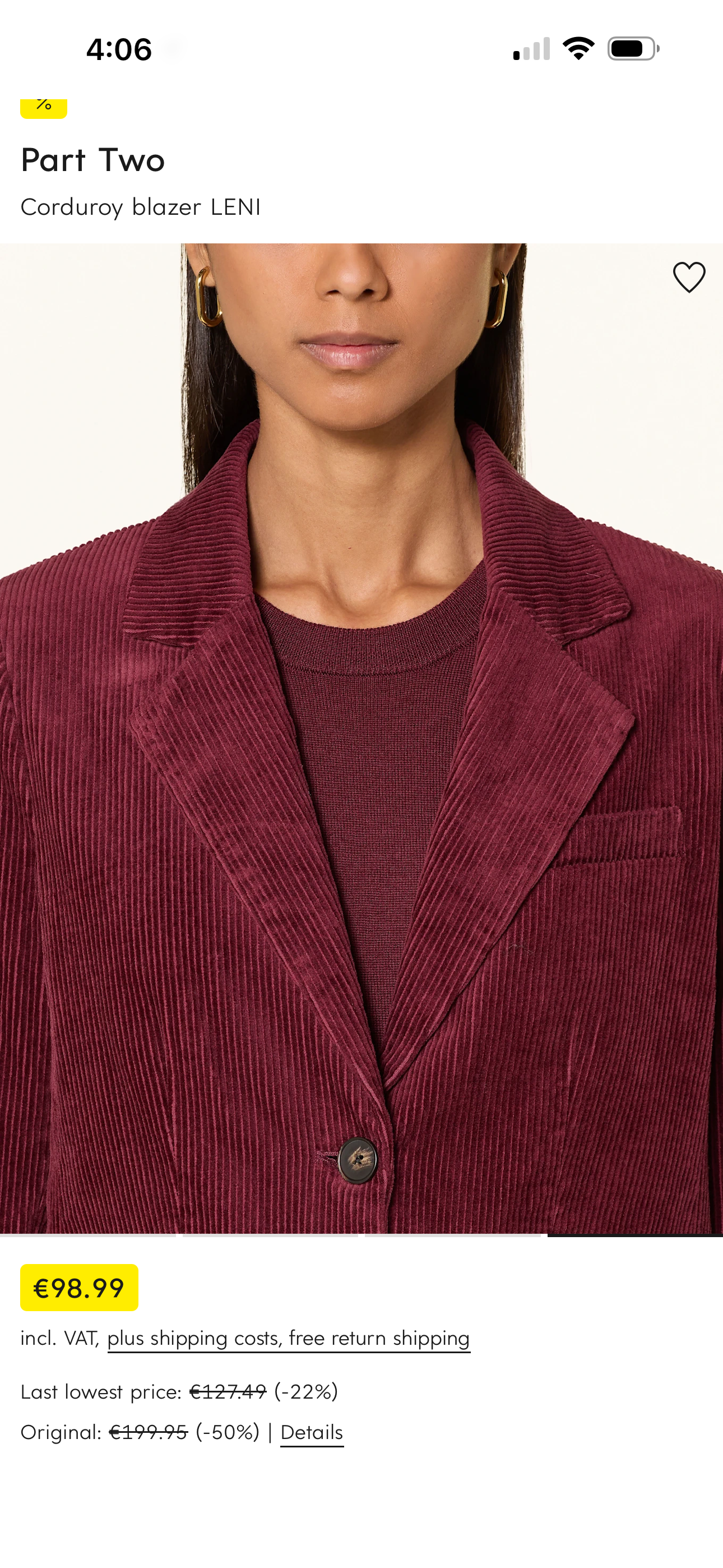 Part Two Maroon Burgundy Velvet Cord Blazer - 10