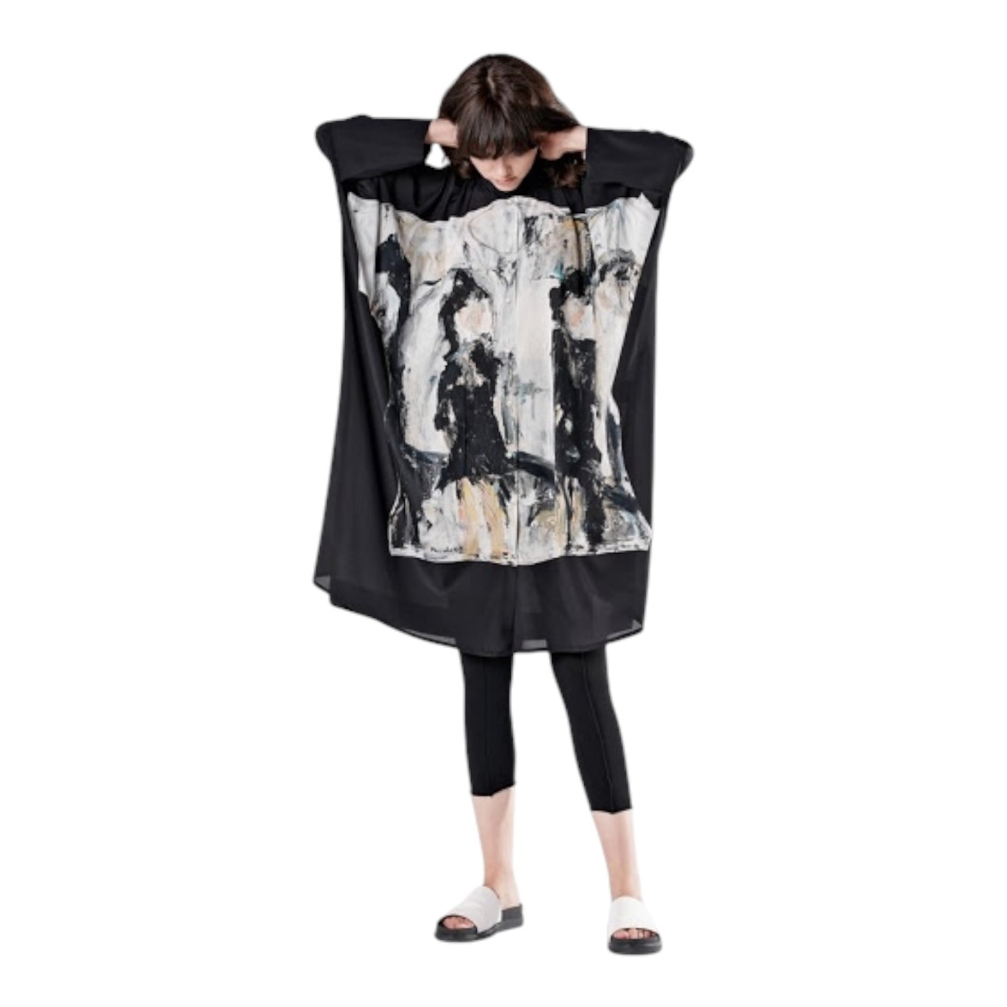 Annette Görtz x Wolfgang Meluhn Black Silk Print Top - 16/18