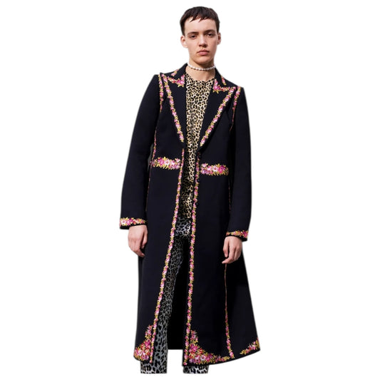 Giambattista Valli X H&M Black Coat with Floral Embroidery - 12
