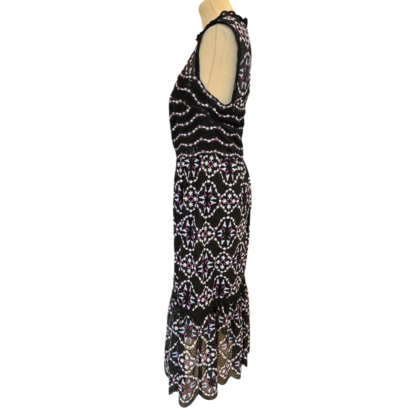 Sandro Black Sleeveless Lace Dress - 10