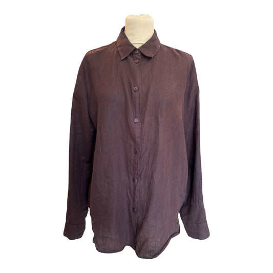 Massimo Dutti Brown Check Collarless Shirt Dress - 10/12