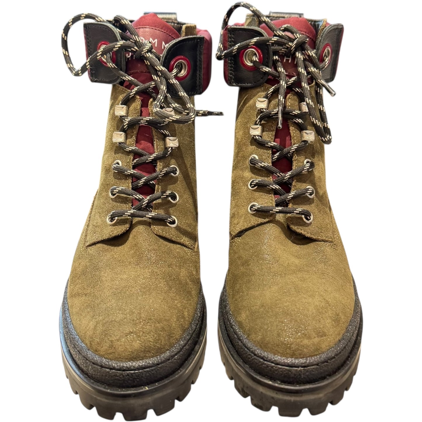 Tommy Hilfiger Green and Burgundy Sporty Lace Up Bootie - 38 / 5