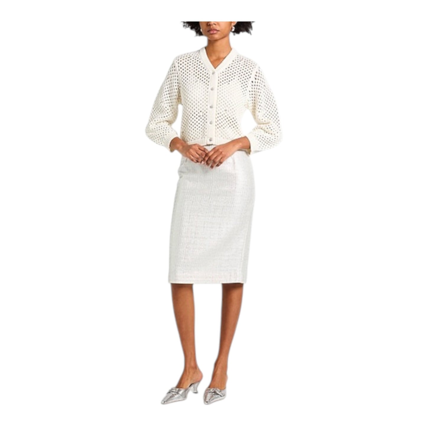 Ganni Cream Diamante Cardigan - 10/12
