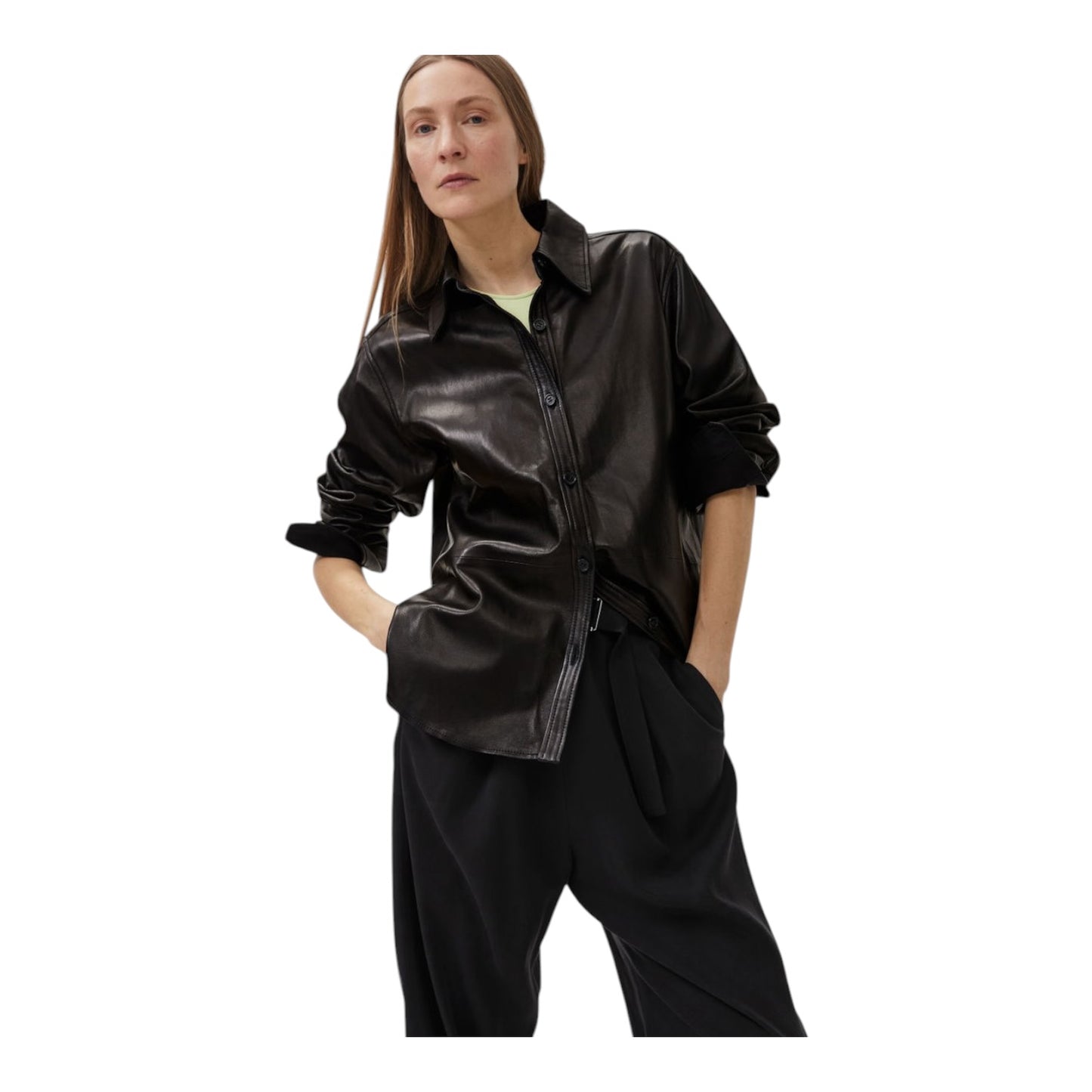 Arket Black Leather Shirt - 14/16