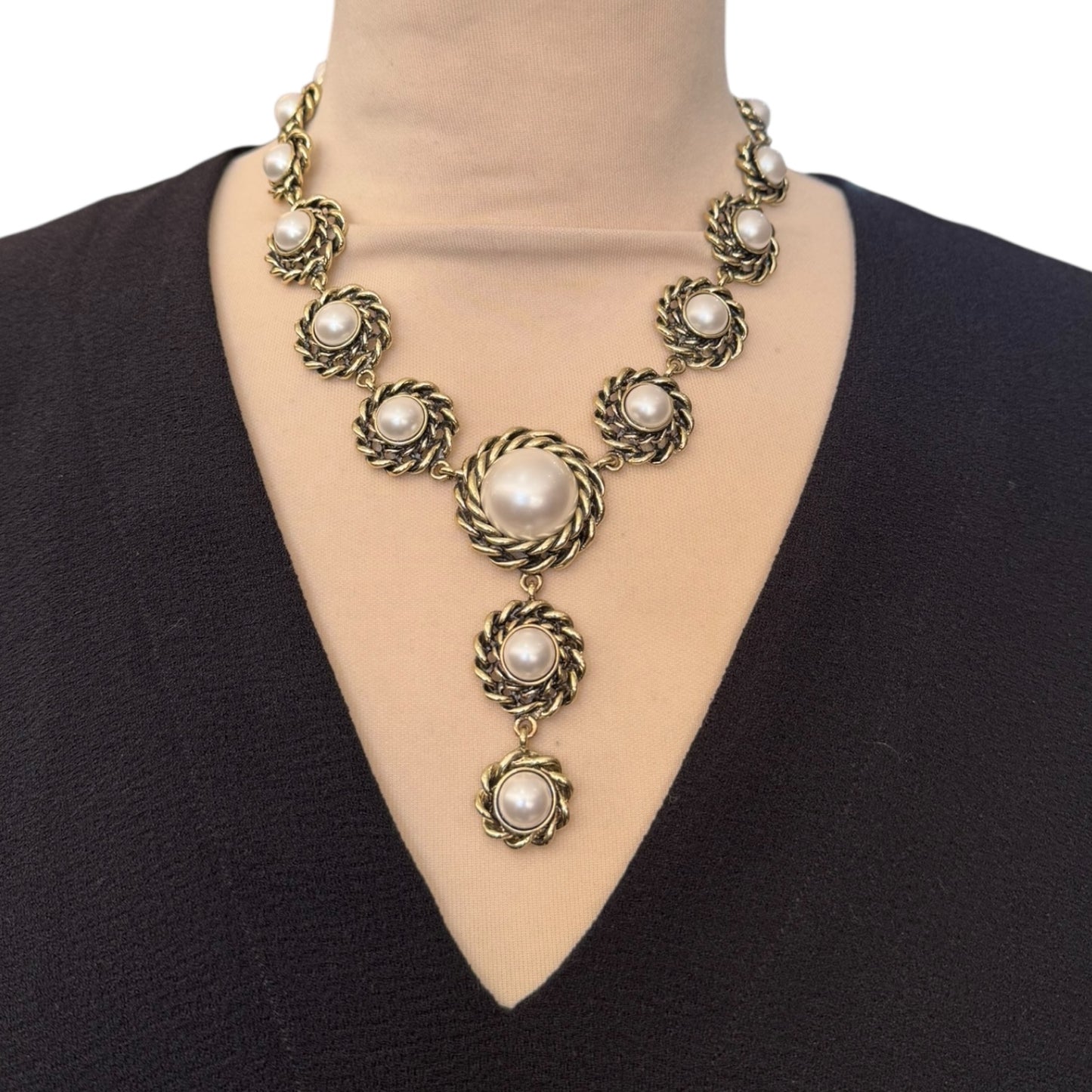 Gold and Pearl Statement Necklace