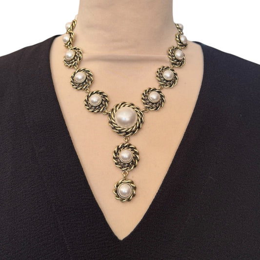 Gold and Pearl Statement Necklace