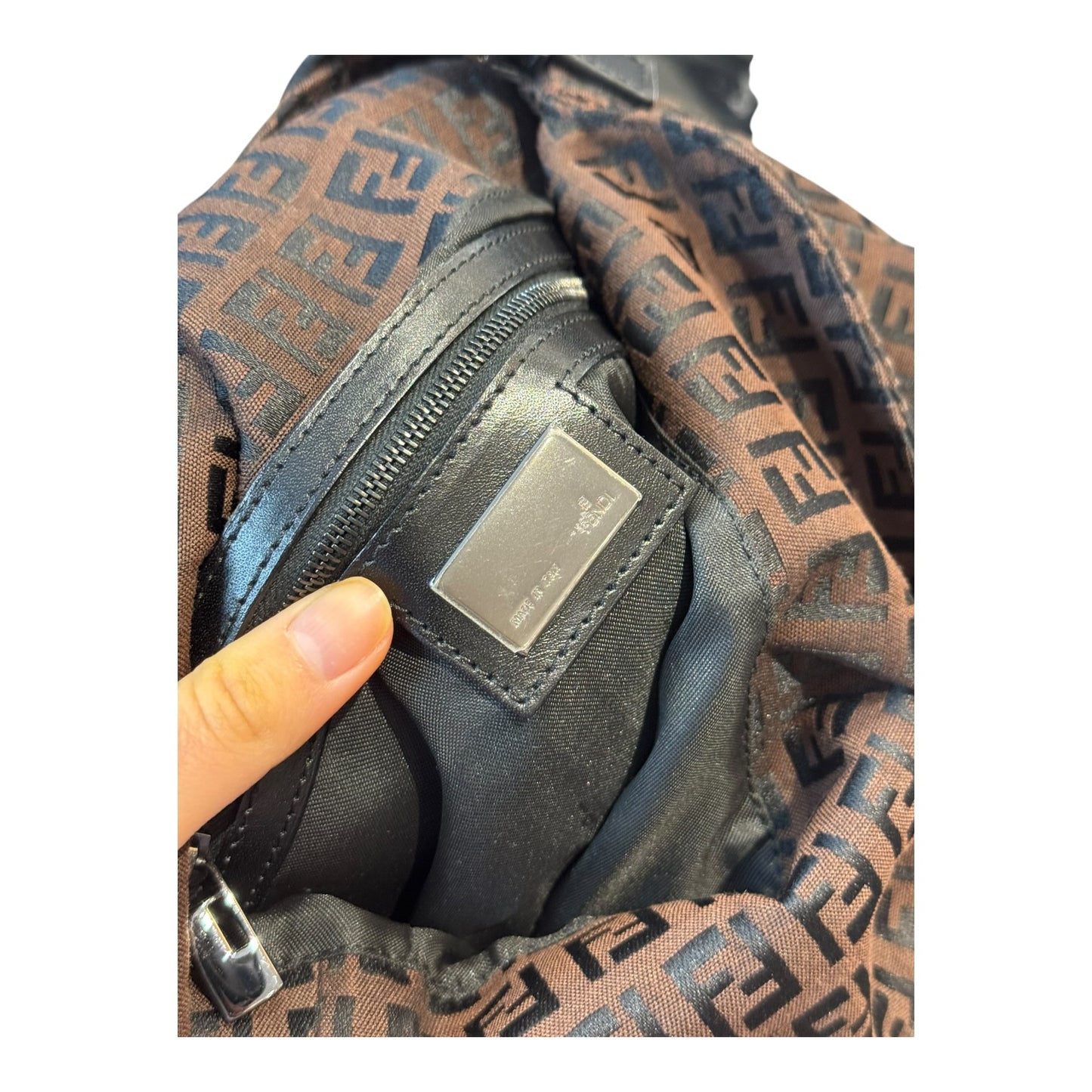 Fendi Zucchino Double Flap Baguette Bag