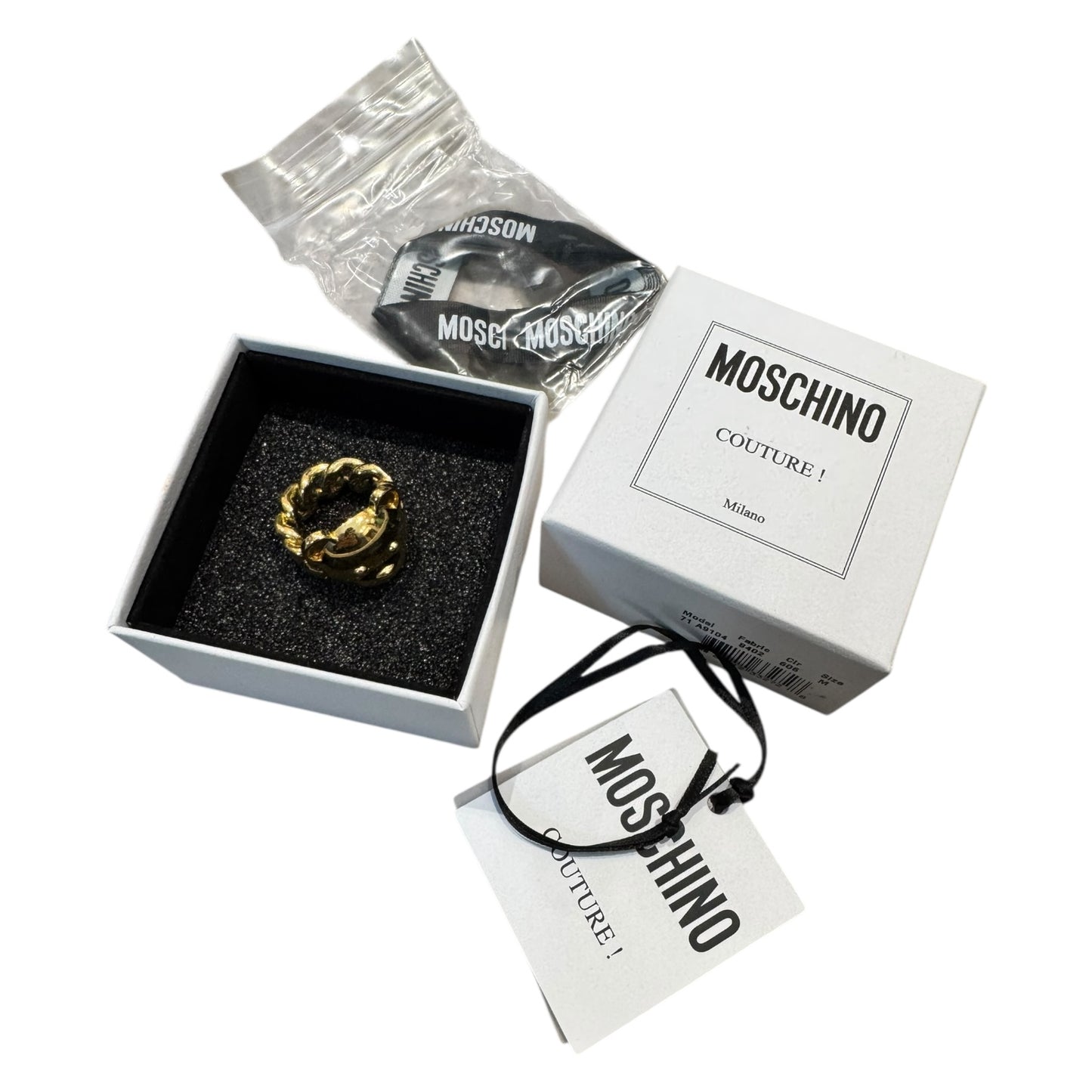 Moschino Teddy Bear Chain Link Ring - M