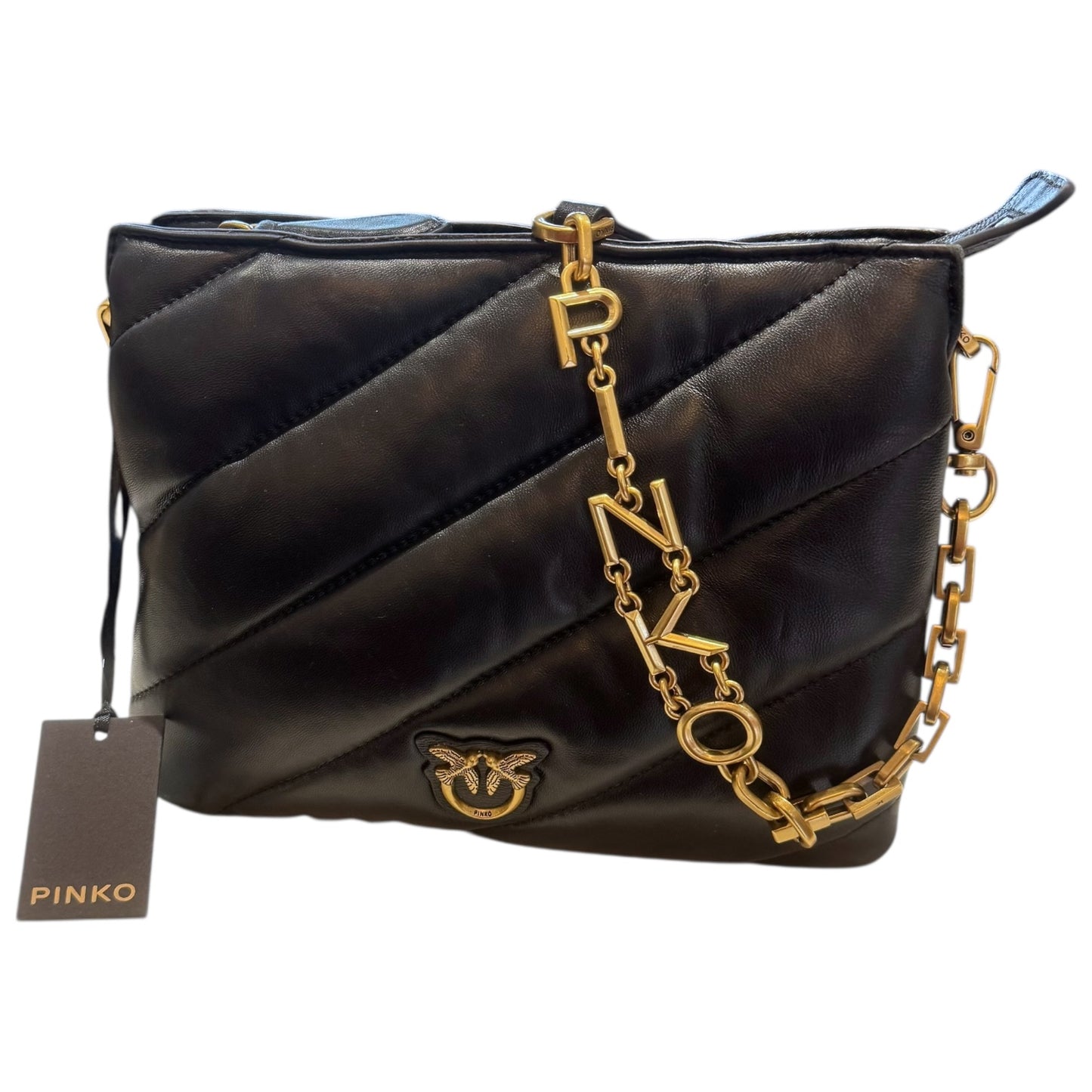 Pinko Mini Puff Bag with Spellout Detachable Crossbody Strap