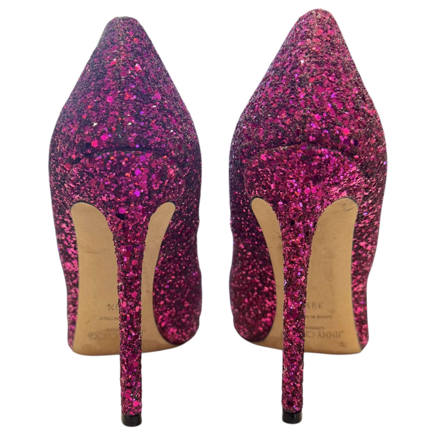 Jimmy Choo Fuchsia Pink Sparkle Casse 110 Heels - 39.5 / 6.5
