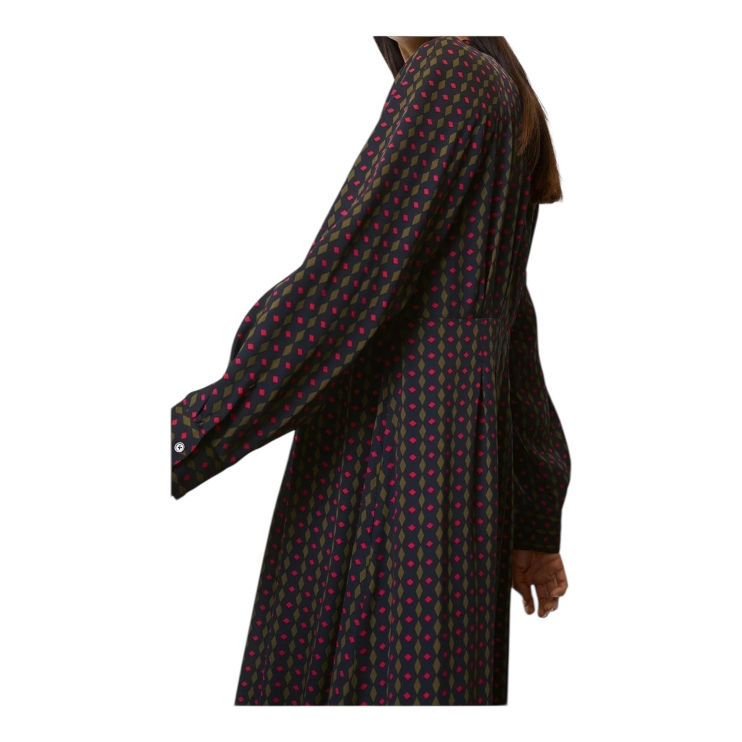 Marc O'Polo Navy Green and Pink Geometric Dress - 8