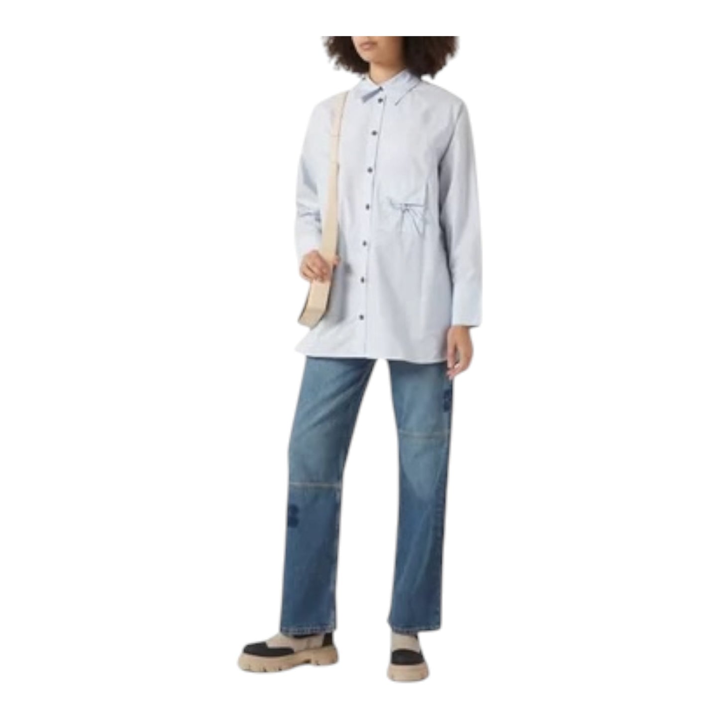 Ganni Blue Oversized Shirt in Cotton Poplin - 12