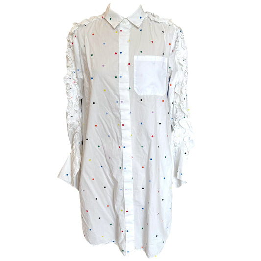 Sport Max White Spotty Frill Tunic - 8/10