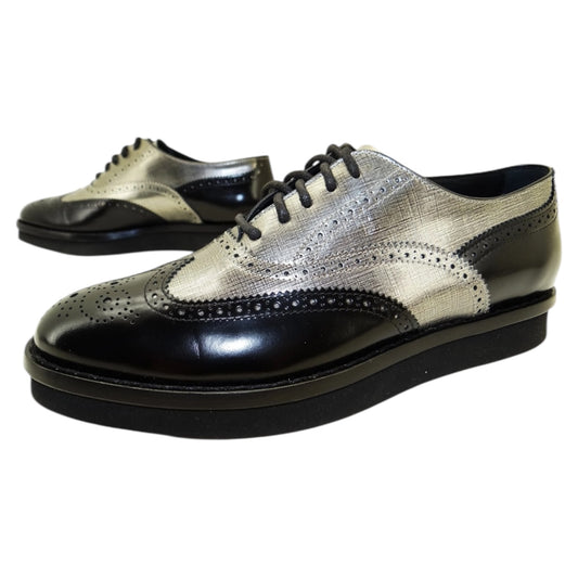 Tods Black and Silver Plateau Brogues - 38.5 / 5.5