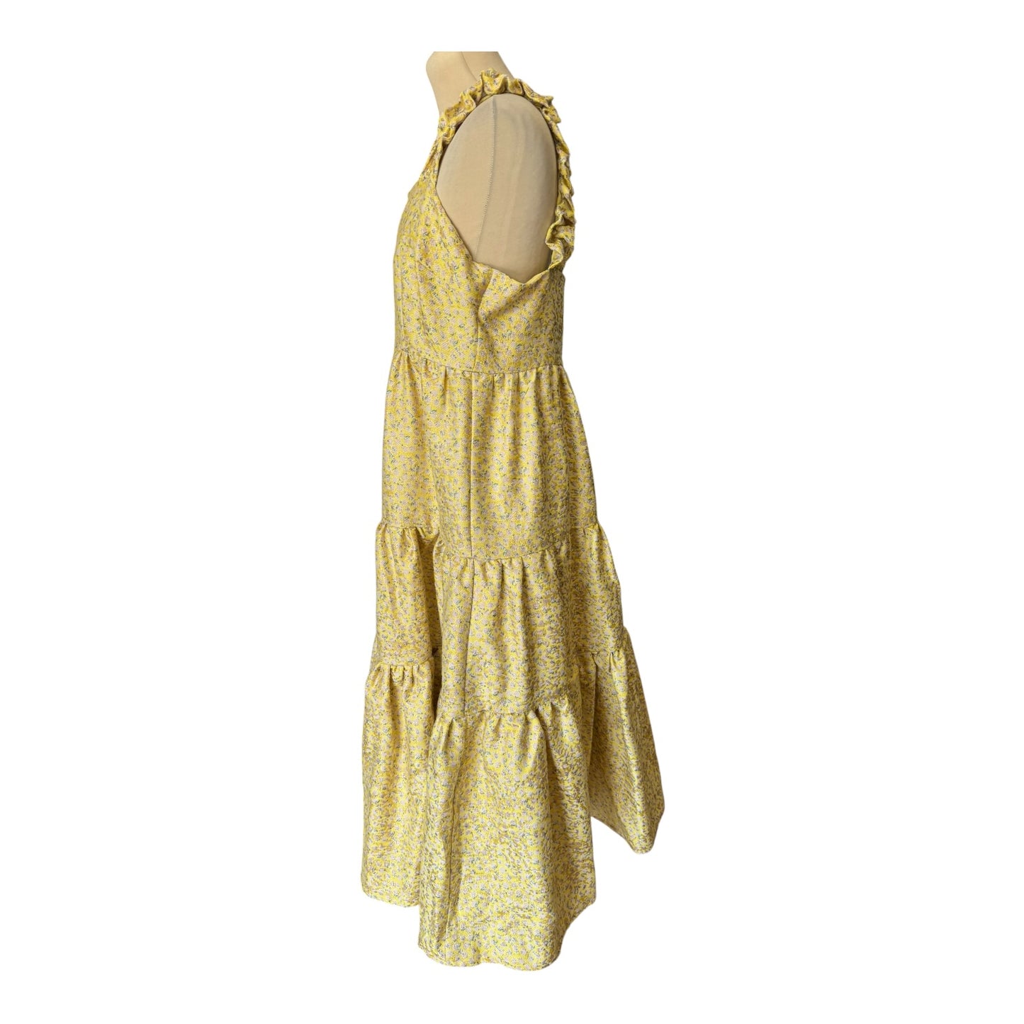 Oasis Ditzy Lemon Yellow Dress - 16 - NEW