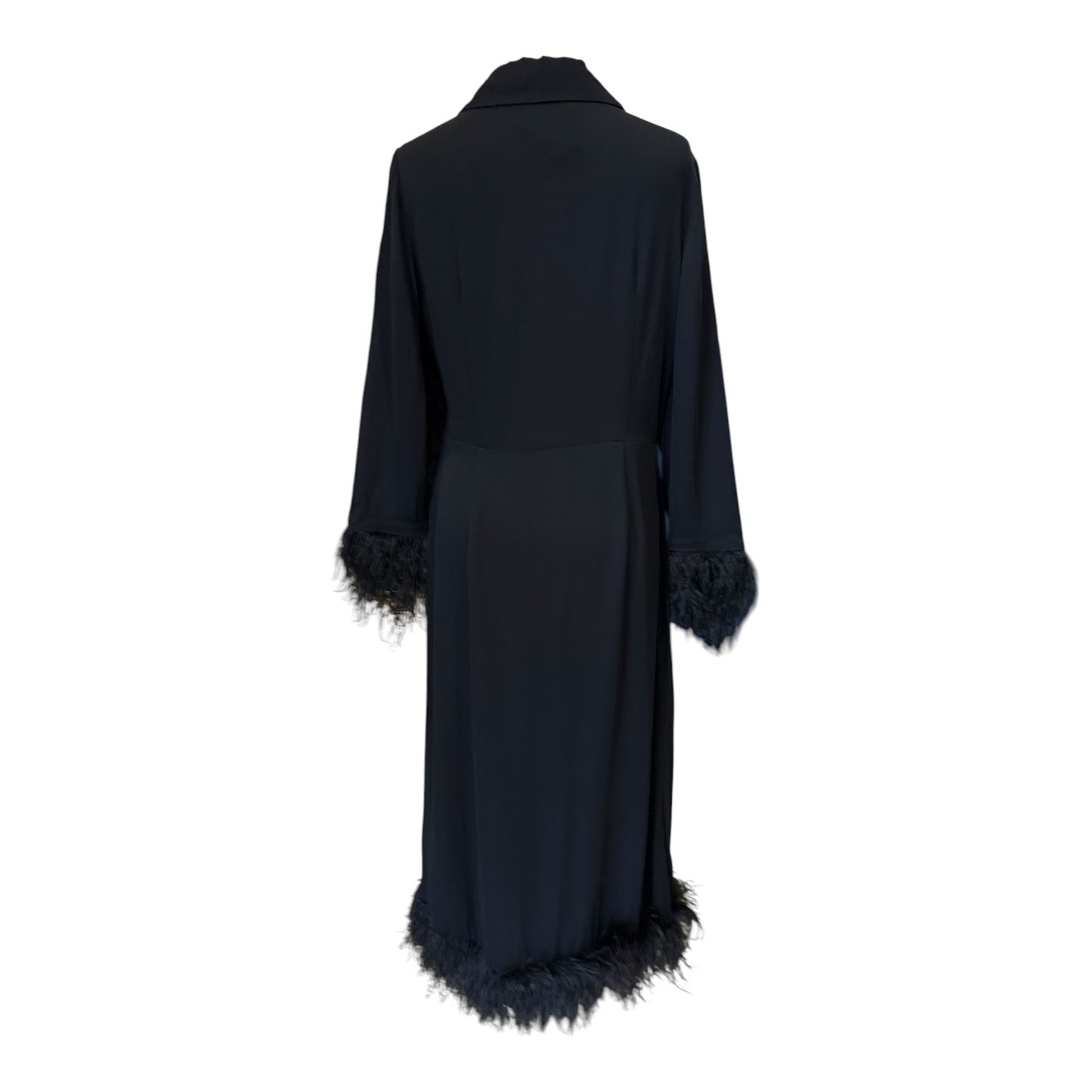 Mint Velvet Black Feather Trim Dress - 12