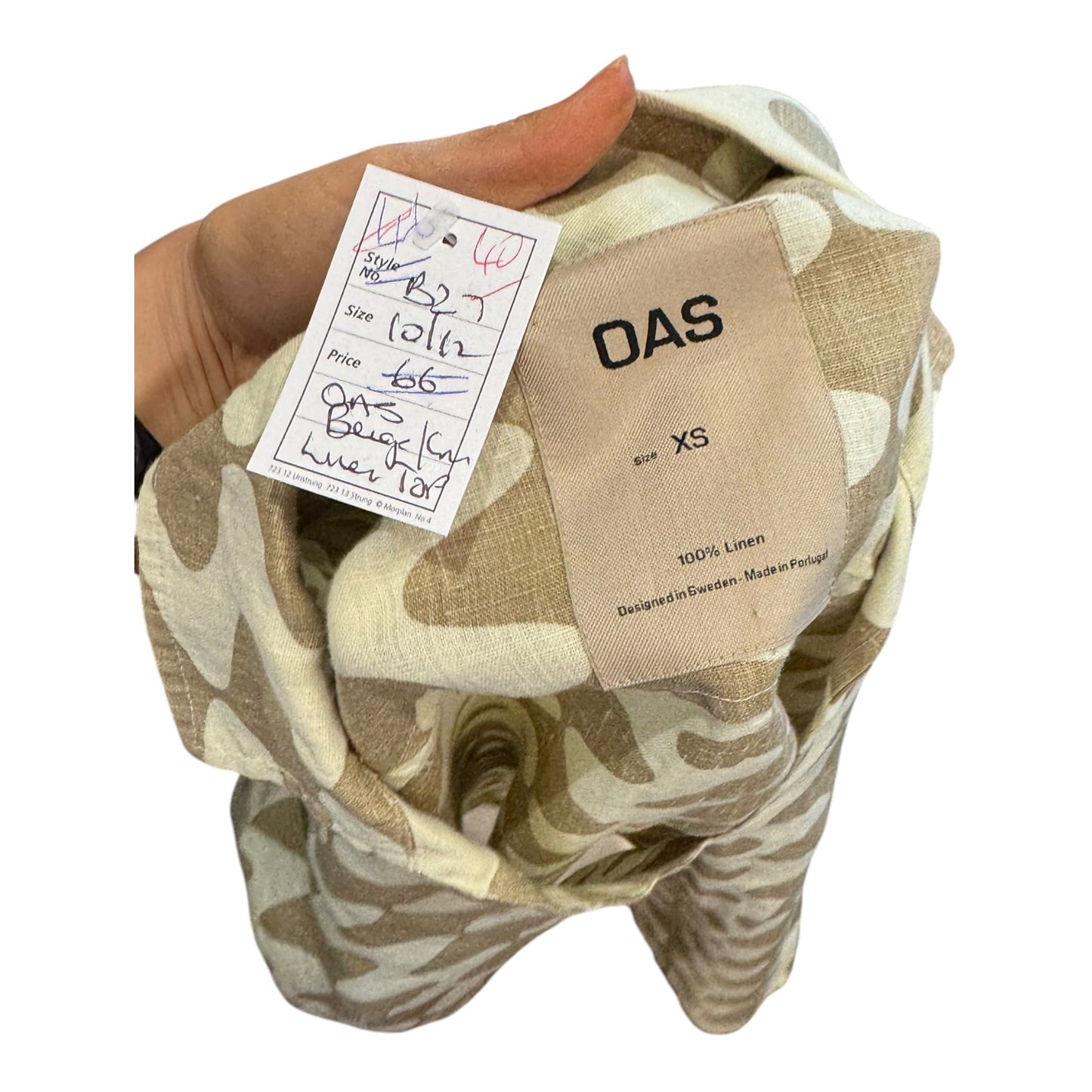 OAS Beige and Cream Linen Shirt - 10/12