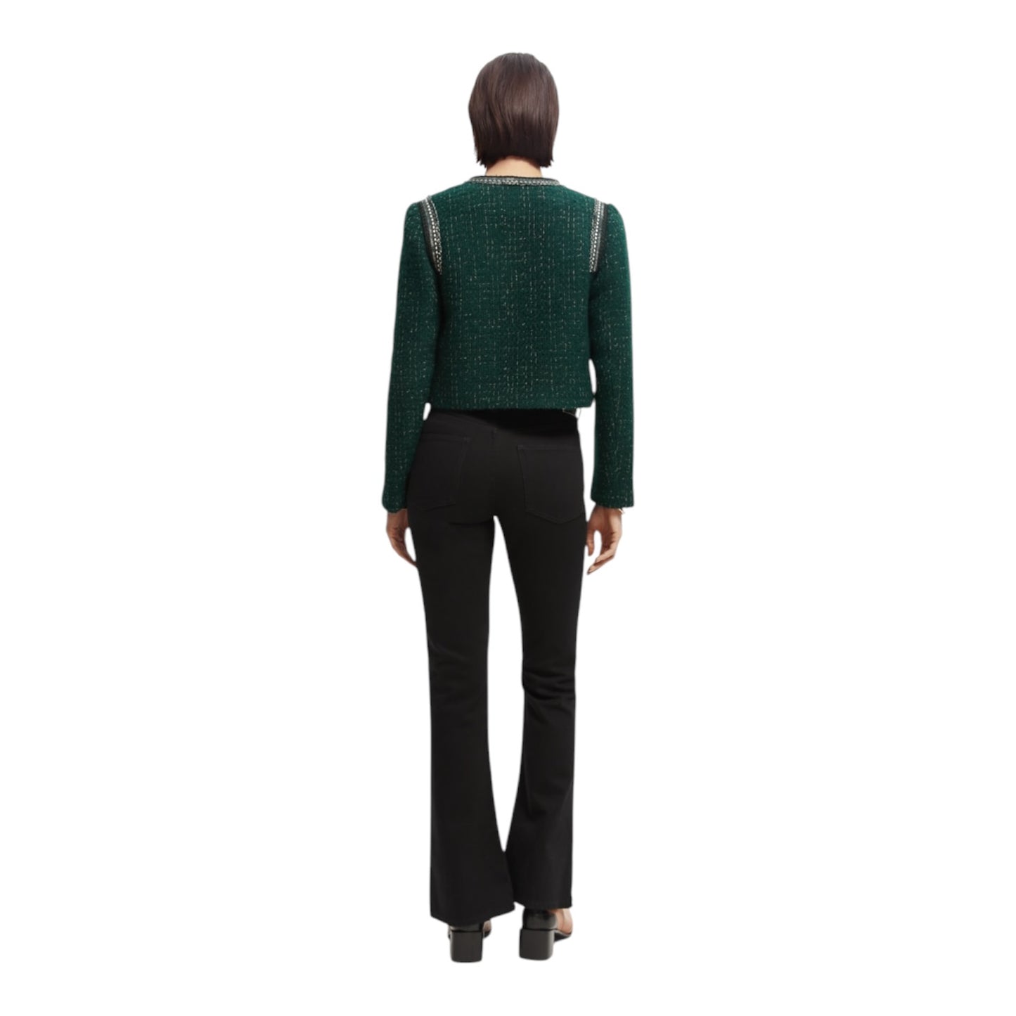 Scotch & Soda Green Cropped Tweed Blazer - 12