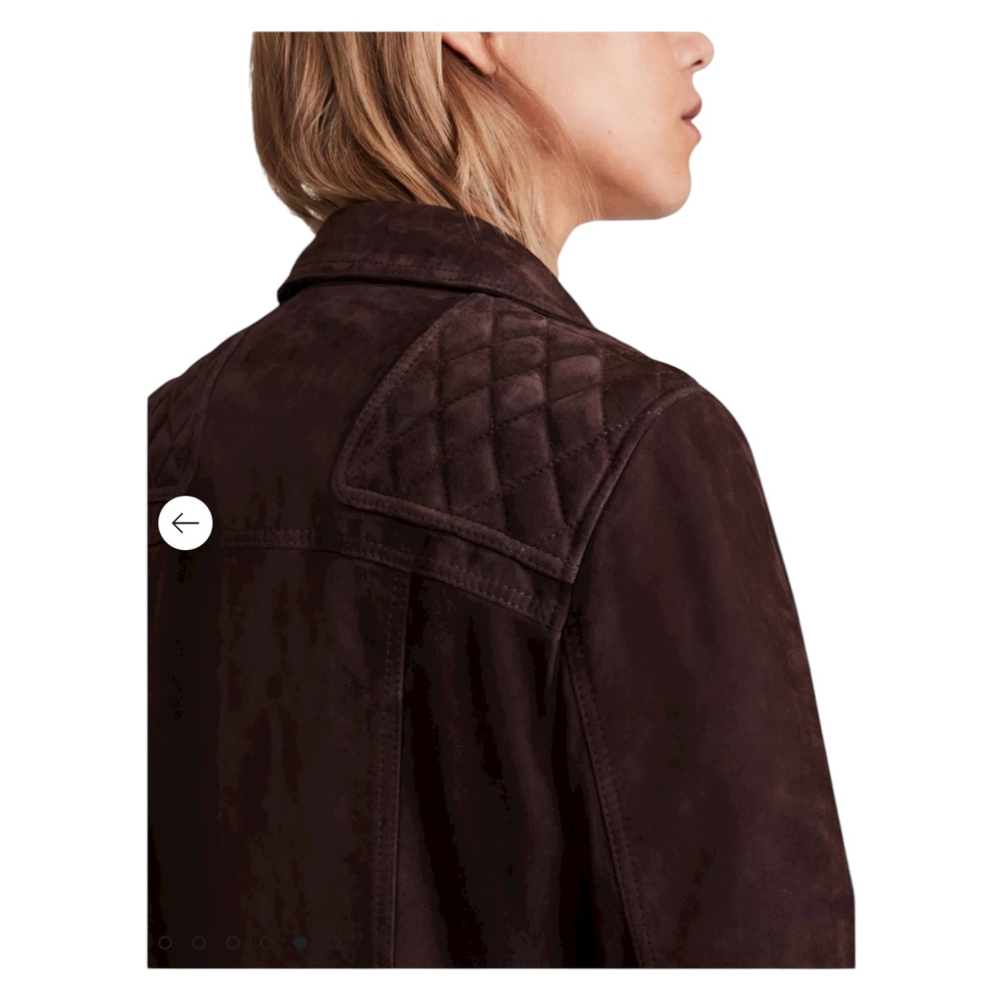 All Saints Caden Suede Biker Jacket in Oxblood Brown - 8 - NEW