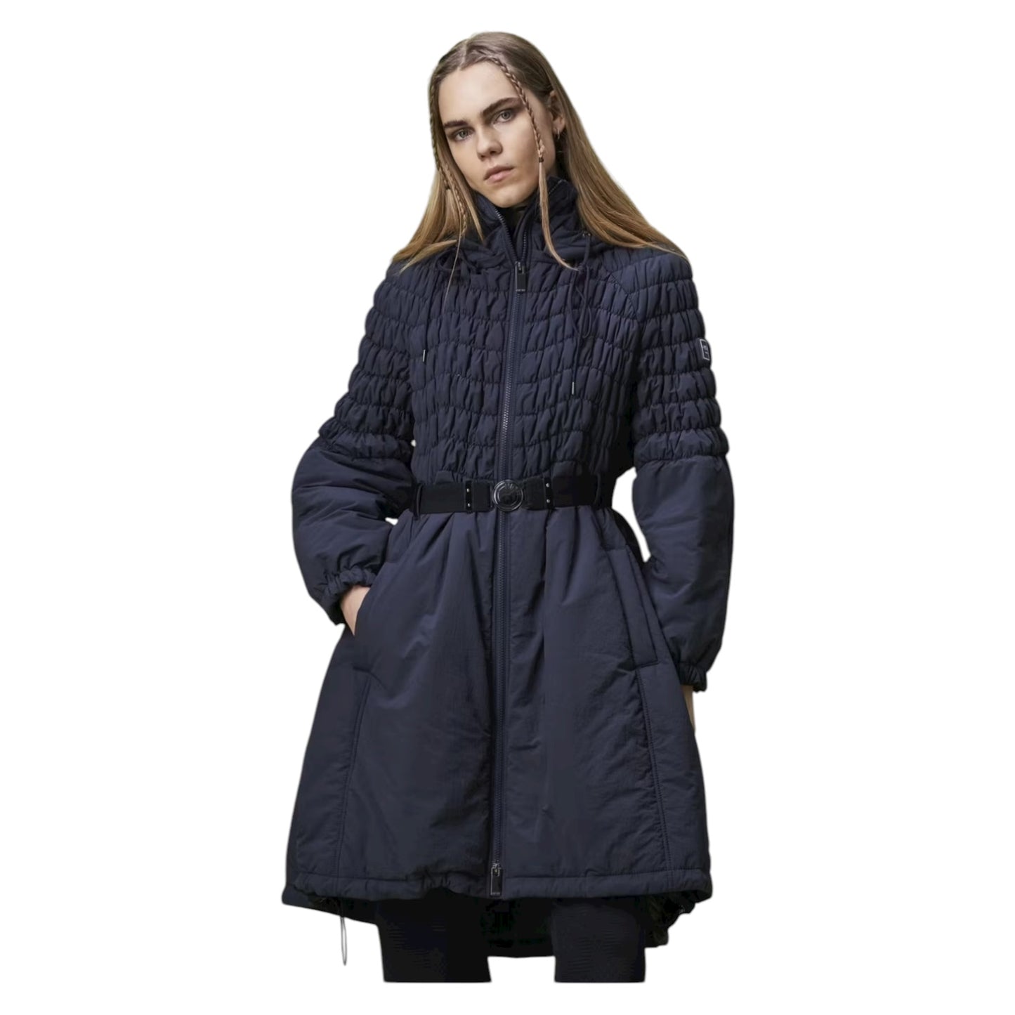 High Tech Navy Tech Parka with Quilted Bodice - 8