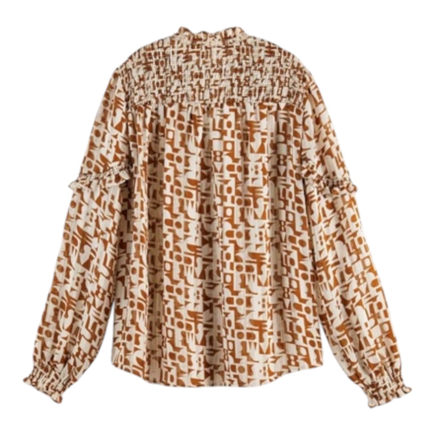 Scotch and Soda Tan Cream Patterned Blouse - 10/12