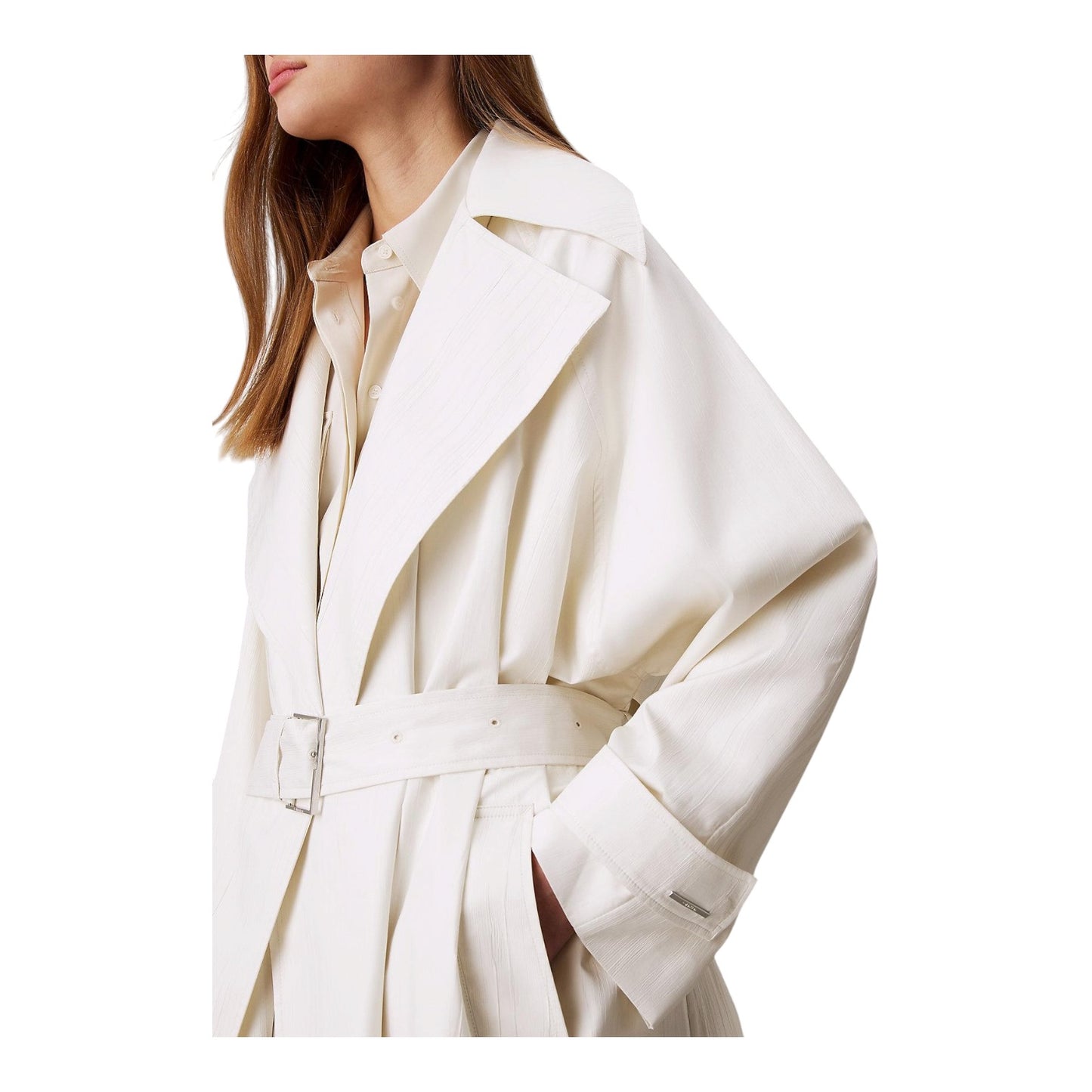 Calvin Klein Off White Oversized Trench Coat - 12 - NEW