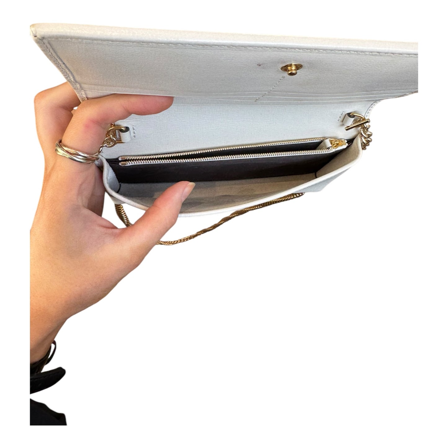 Gucci White 'Gucci 1955' GG Supreme Horsebit Chain Wallet Bag