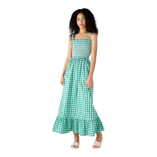 Kate Spade Green Gingham Smocked Bodice Dress - 8