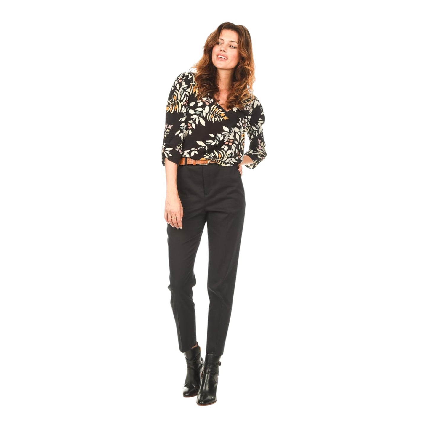 Ba&sh Black Leaf Print Top - 8/10