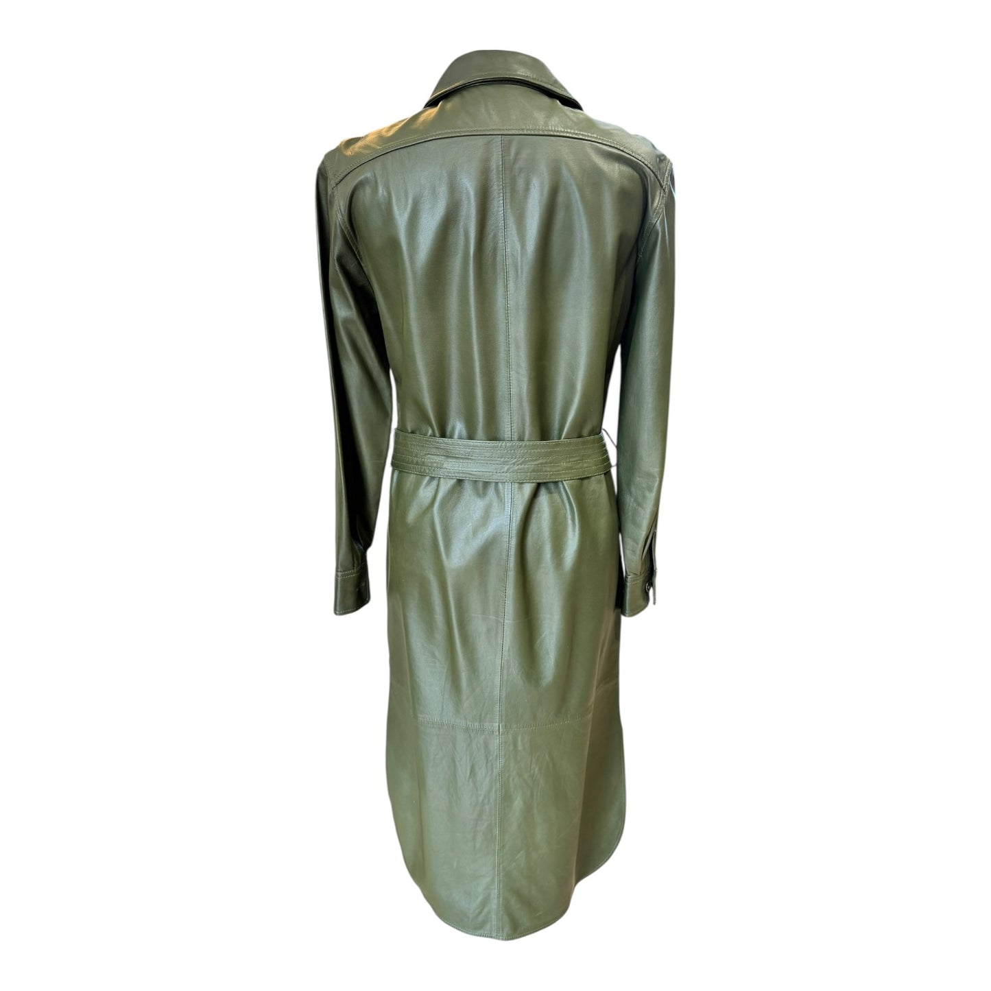 Oui Khaki Leather Coat Dress - 6/8
