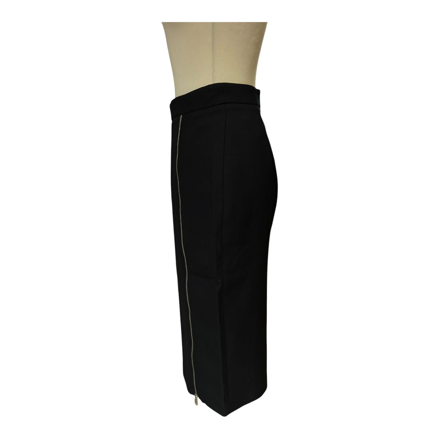 Alexander McQueen Black Zip Detail Pencil Skirt - 10