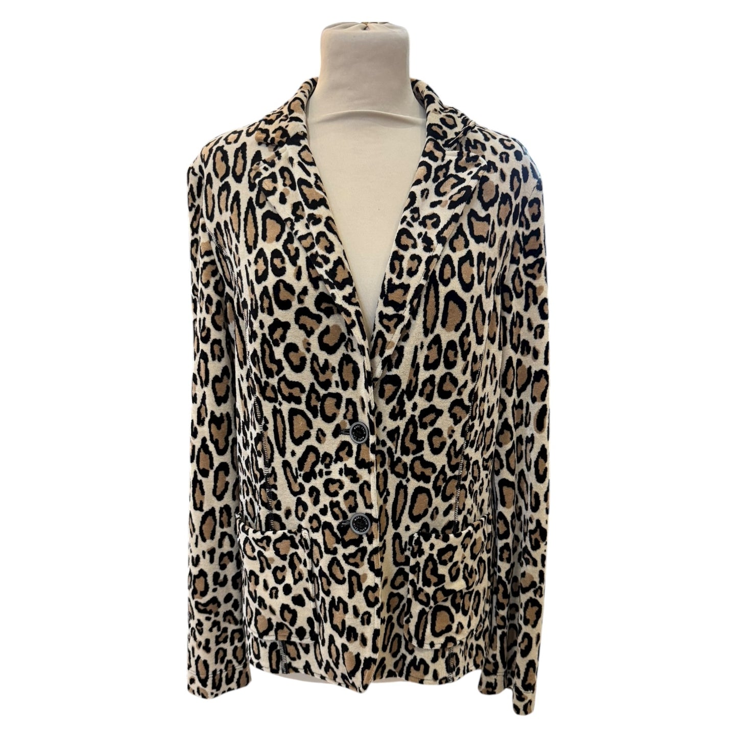 Marc Cain 'Soft Moon Rock' Leopard Velvet Blazer - 12