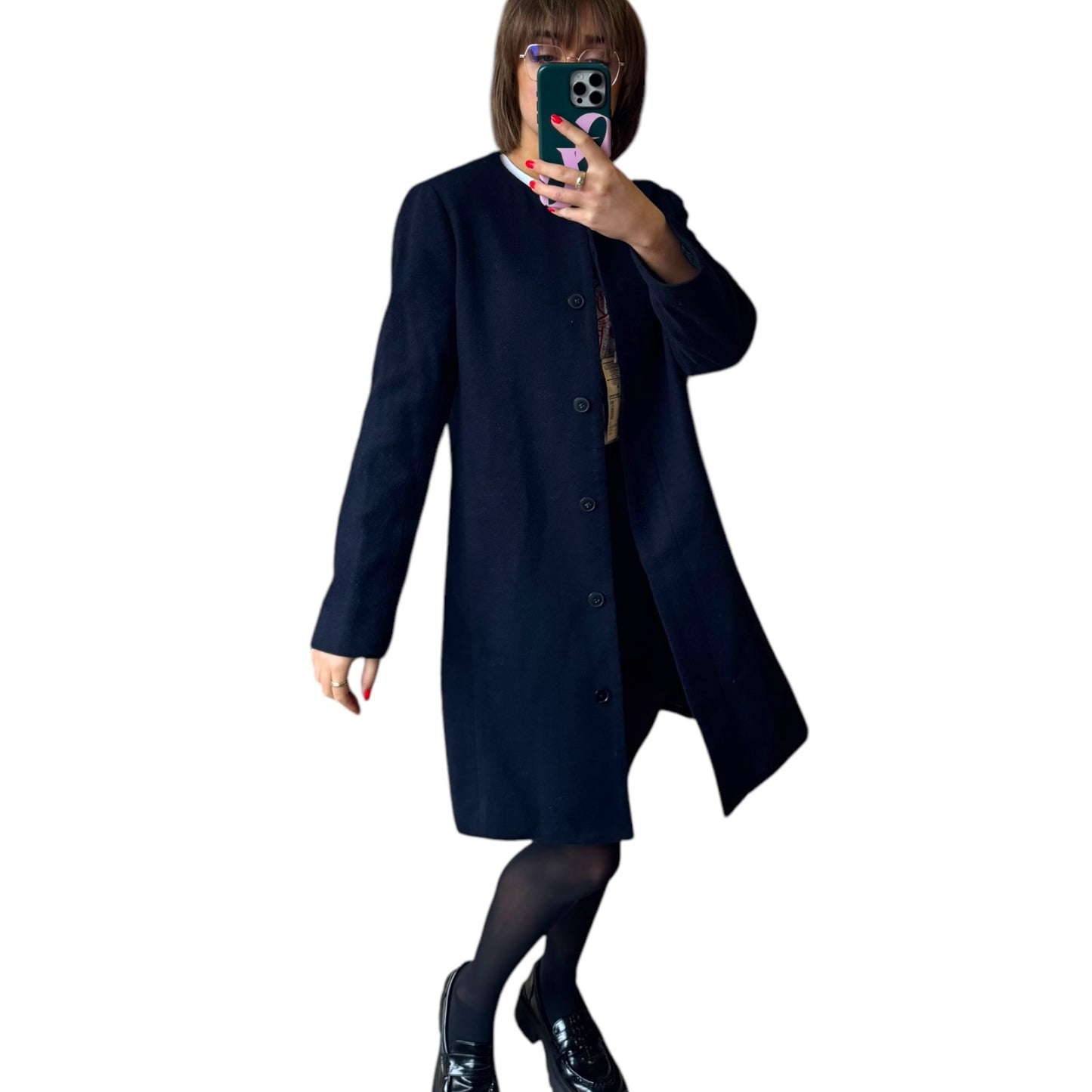 Muji Navy Wool Coat - 12 - NEW