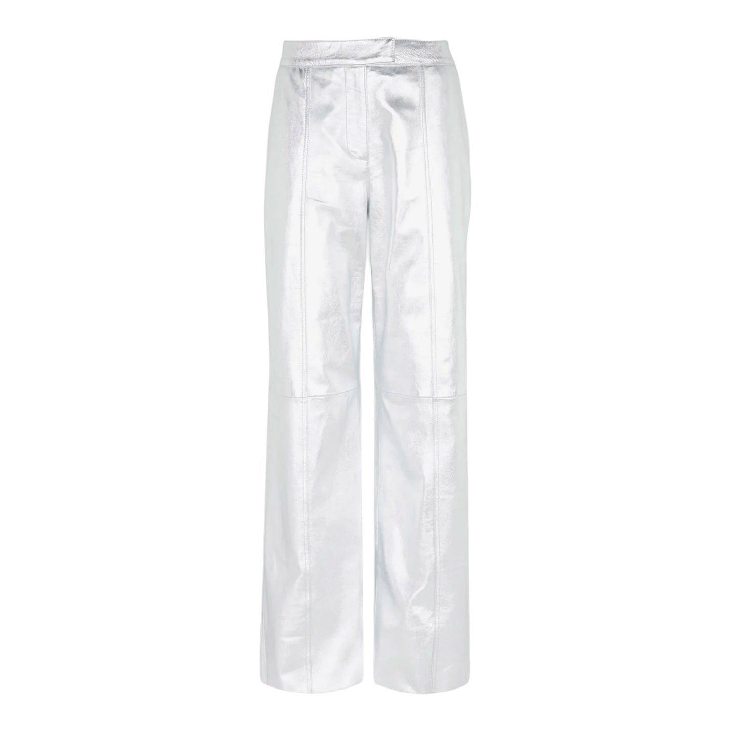 Mint Velvet Silver Leather Trousers - 12