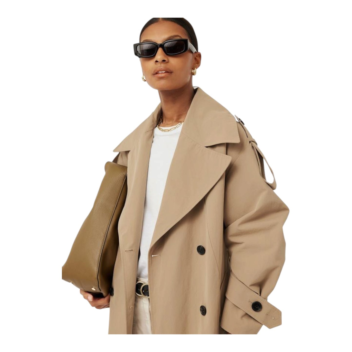 Jigsaw Oversized Cotton Trench Coat in Stone - 10