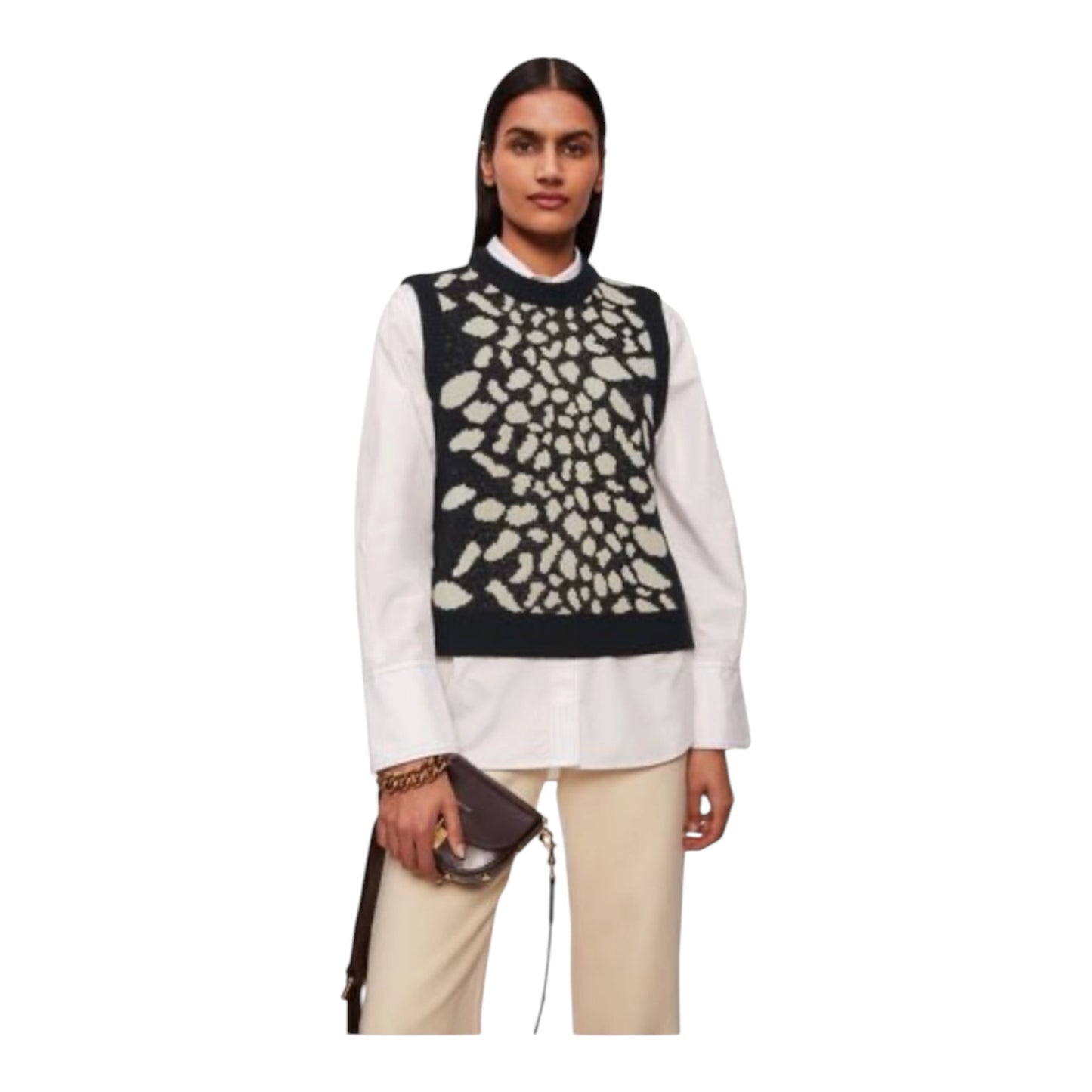 Jigsaw Leopard Jacquard Knit Tank in Monochrome - 6 - NEW