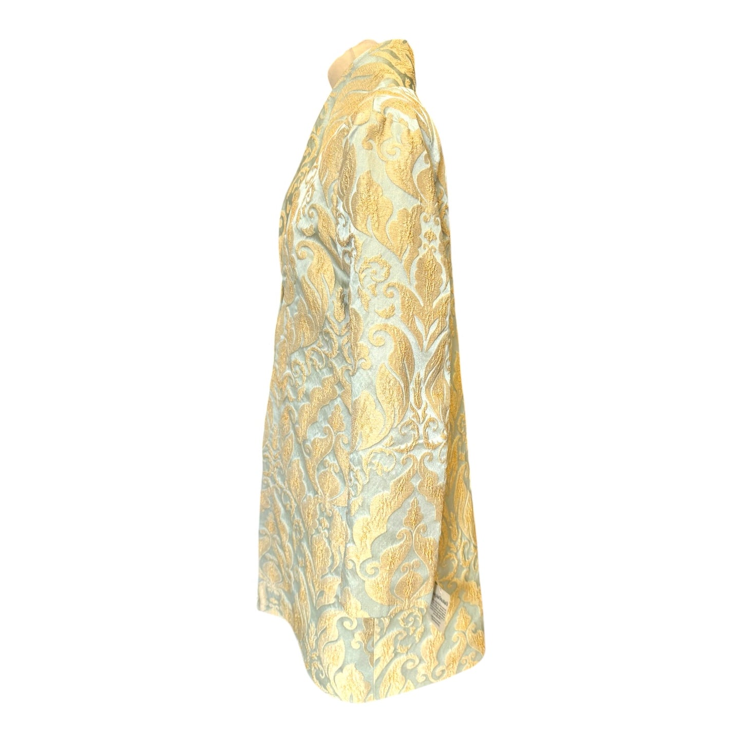 Unico Unique Blue and Gold Brocade Coat - 12 - NEW