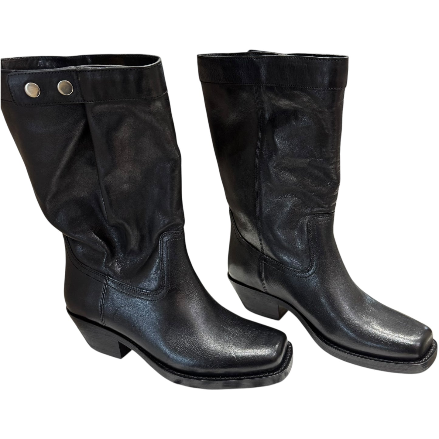 Isabel Marant Ademe Black Leather Cowboy Boots - 39 / 6 - NEW