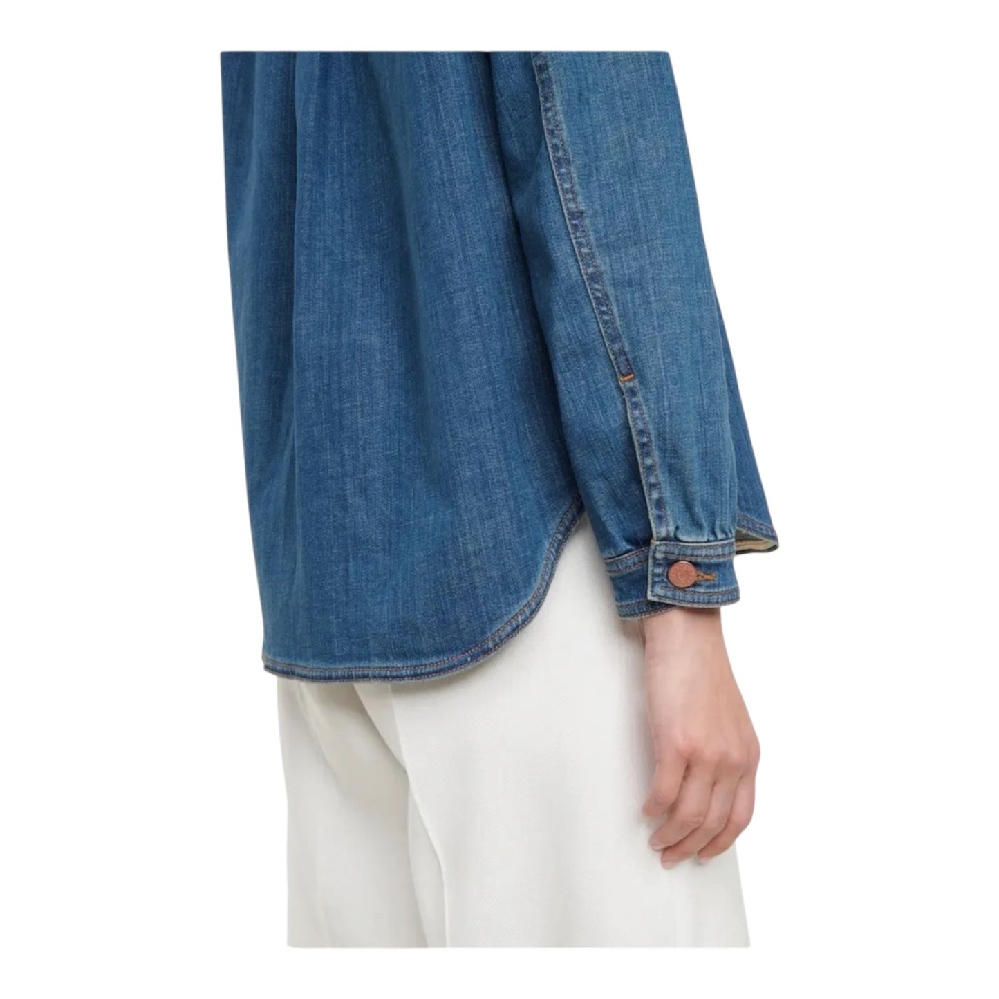 See By Chloe Tie Neck Denim Blouse - 12