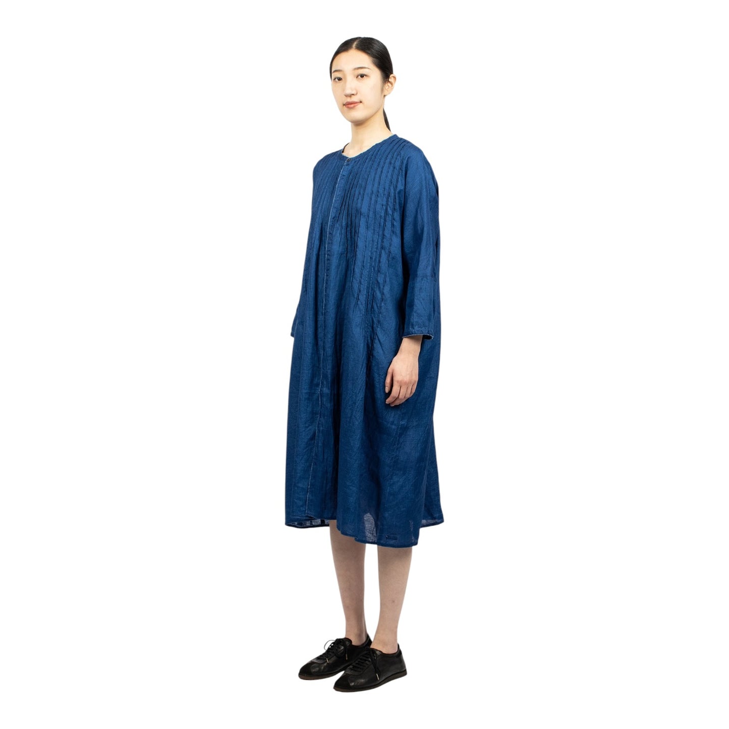 Kapital Blue French Linen Pintuck O'Keeffe Dress - One Size